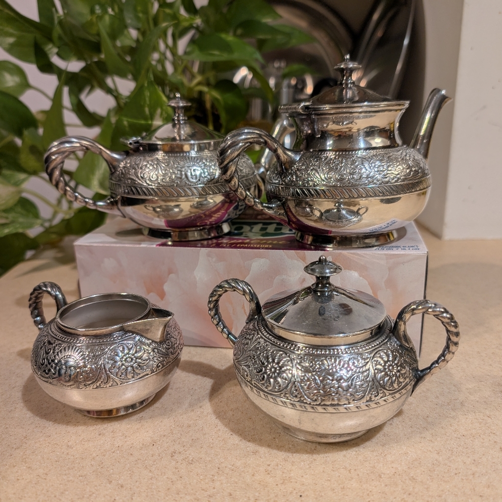 Antique Meridian Assyrian Head Coffee and Tea Set